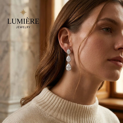 Trinity Drop Earrings · S925 Silver & Moissanite