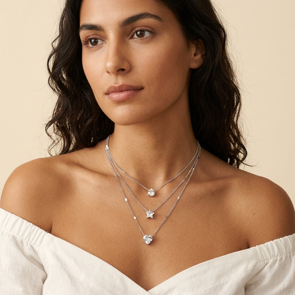 Céleste Layered Necklace · Gold Plated & Silver