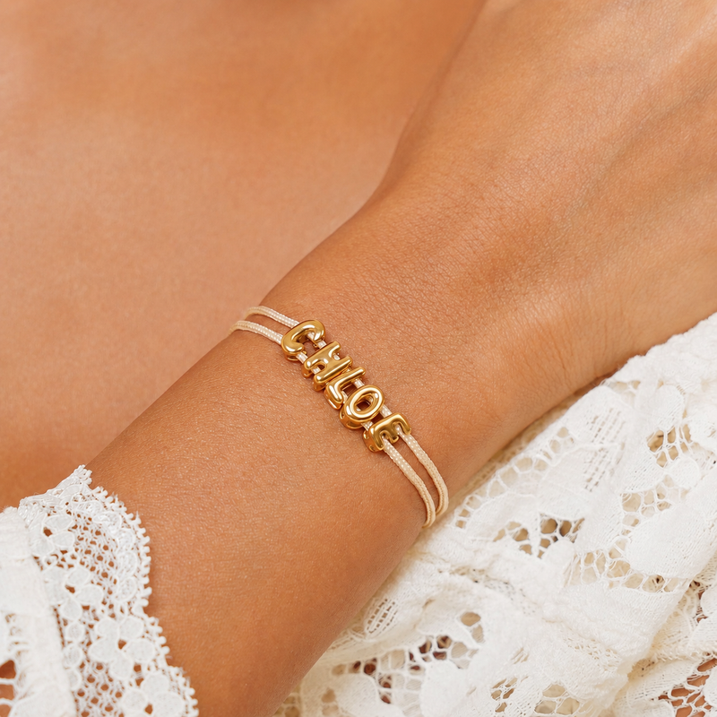Bubble Name Bracelet · 18K Gold Finish