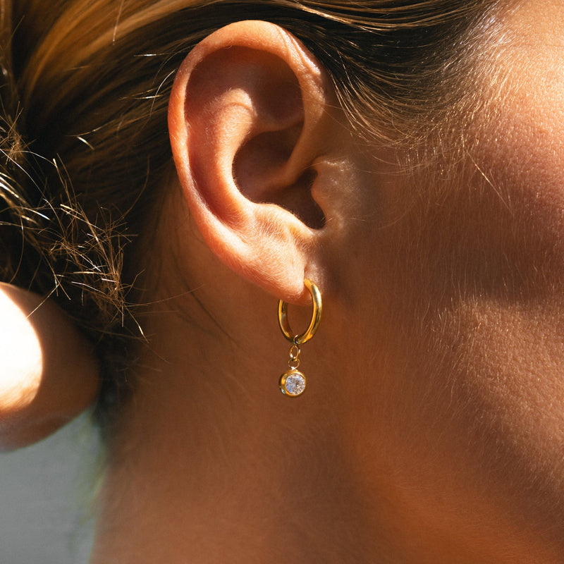 Birthstone Charm Hoops · 18K Gold Finish