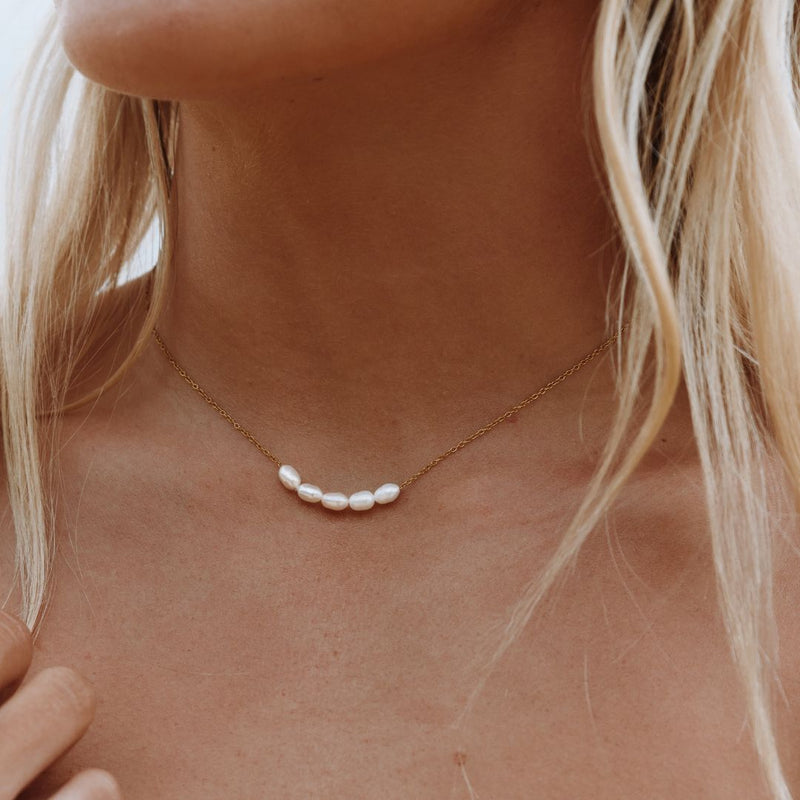 Dainty Freshwater Pearl Necklace · 18K Gold Finish & Pearl