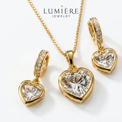 Amour Heart Gold-Plated Moissanite Jewelry Set