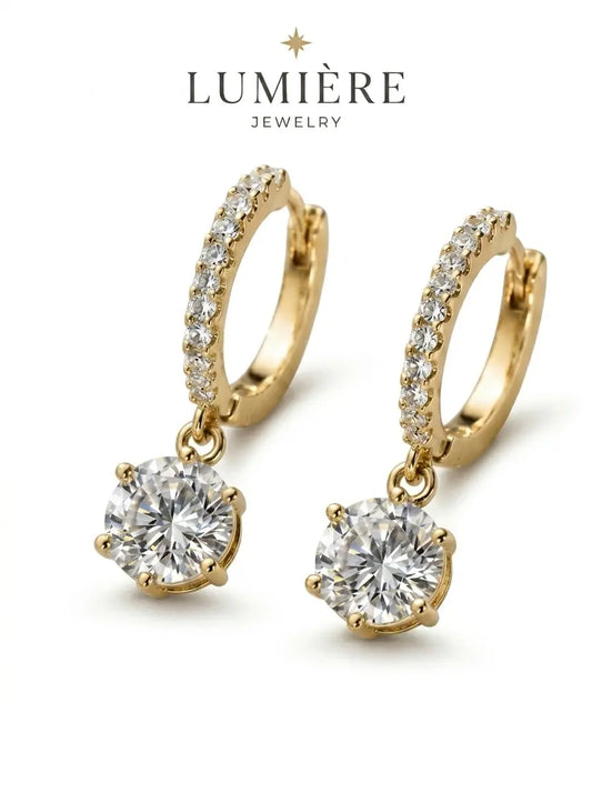 Lumière Drop Hoops · Moissanite