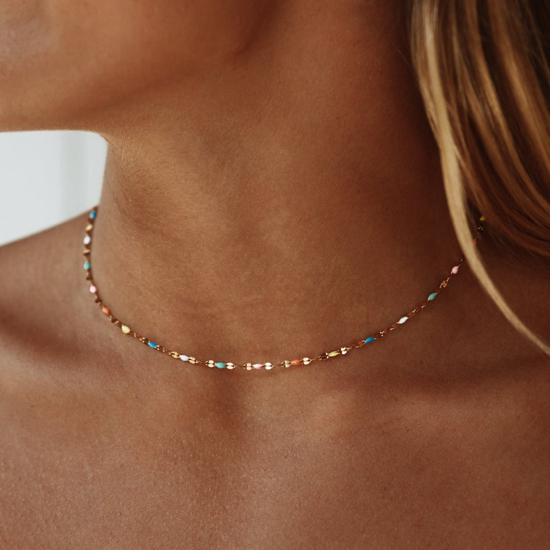 Arc-en-Ciel Choker · Gold / Rhodium Finish & Hand-Finished Enamel