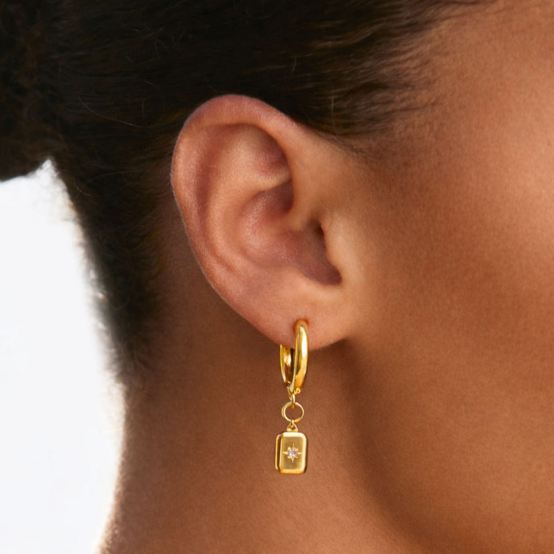 Celestial Hoop Earrings · 18K Gold Finish & Crystal