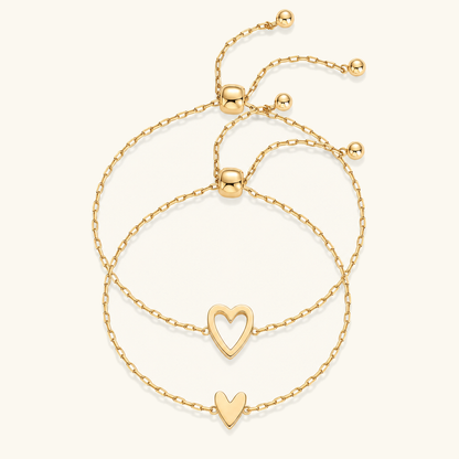 Amoura Matching Hearts Bracelet Set