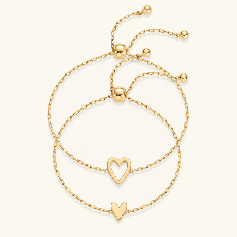 Amoura Matching Hearts Bracelet Set
